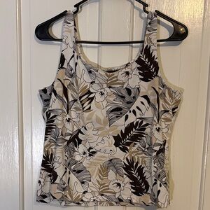 Karen Scott Cream and Brown Floral Camisole